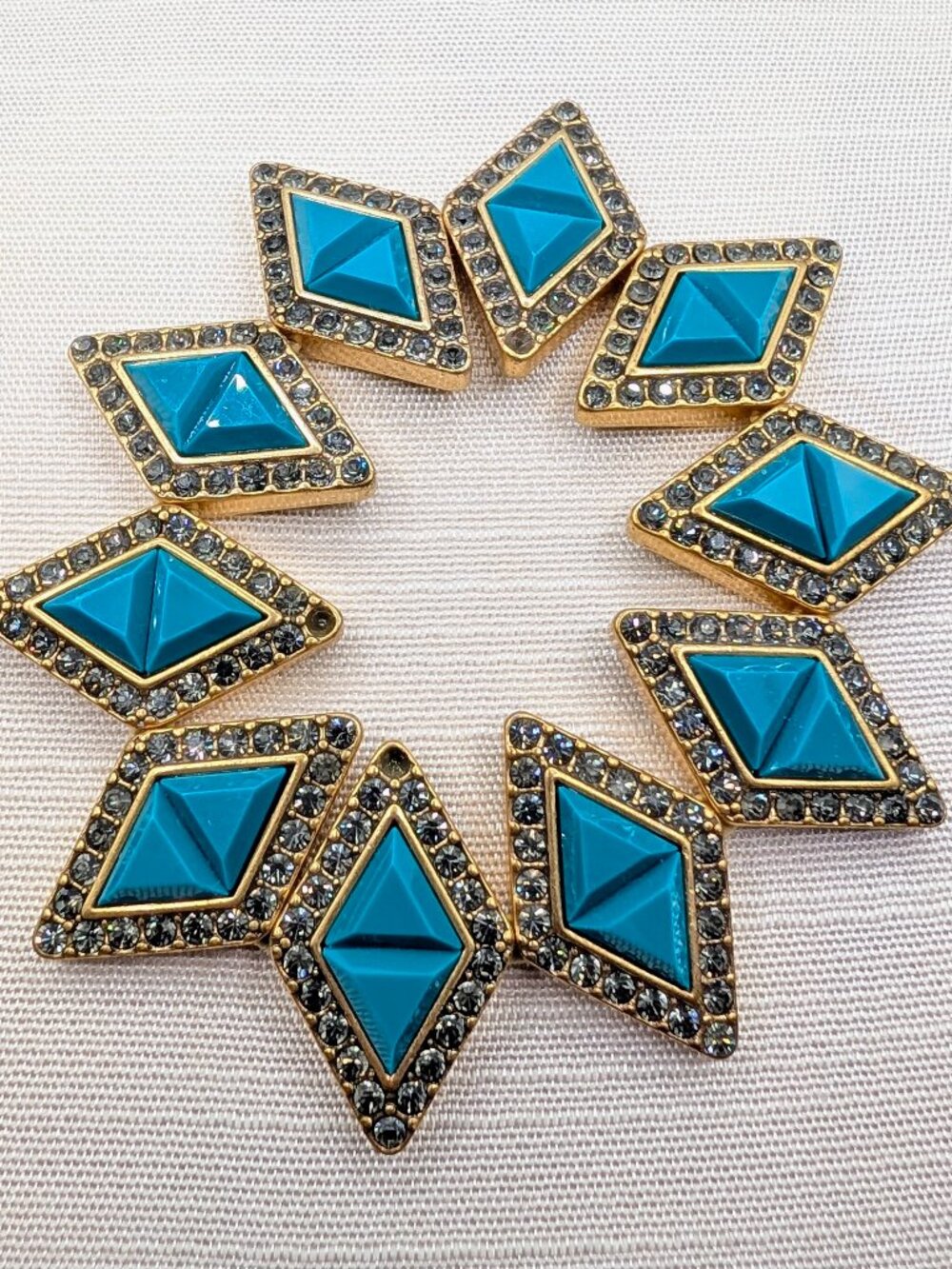 J. Crew Gold and Teal Geometric Diamond Bracelet